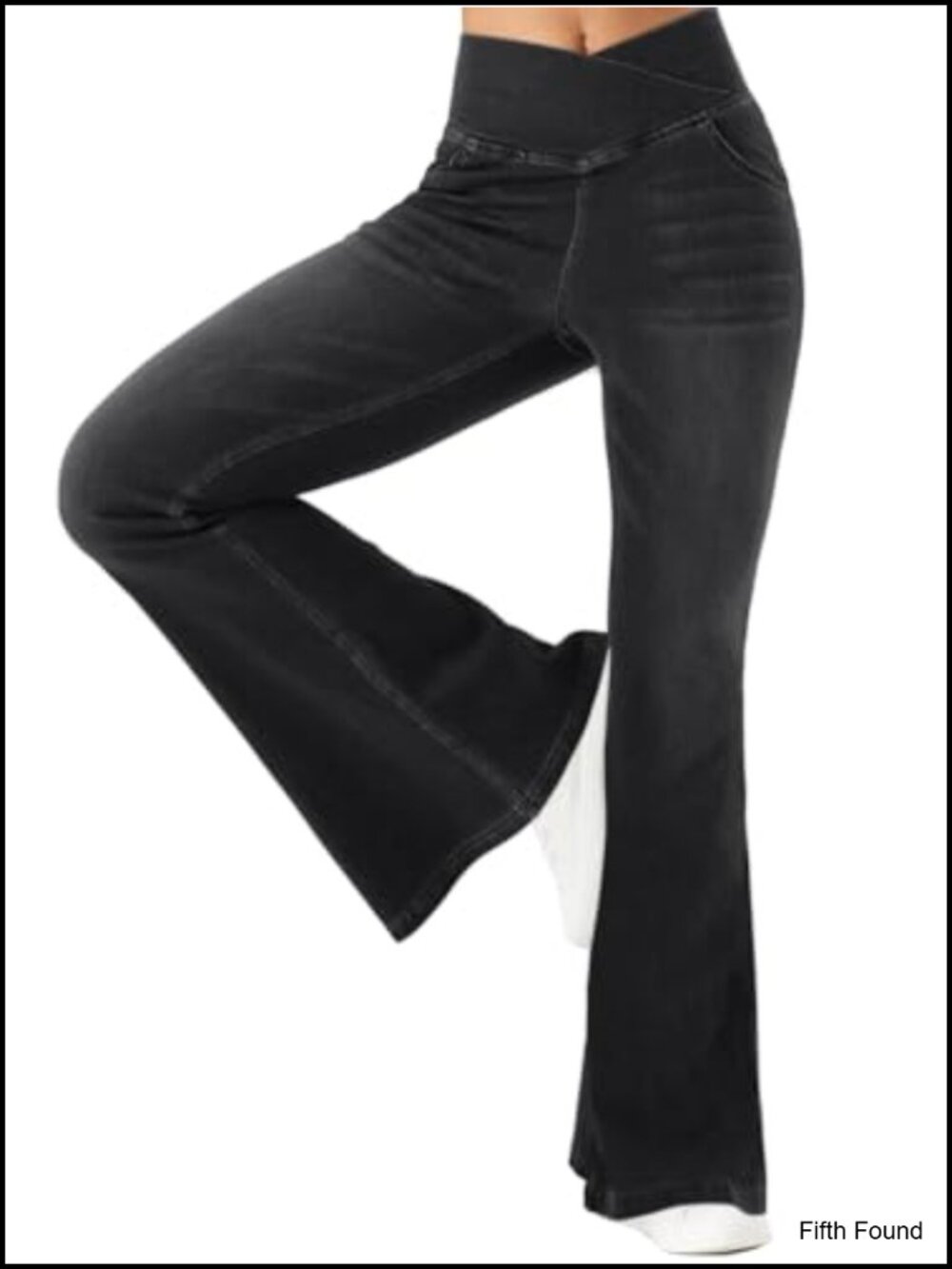 Women Stretchy Bell Bottom Flare Jeans Pull On Pants with Pockets